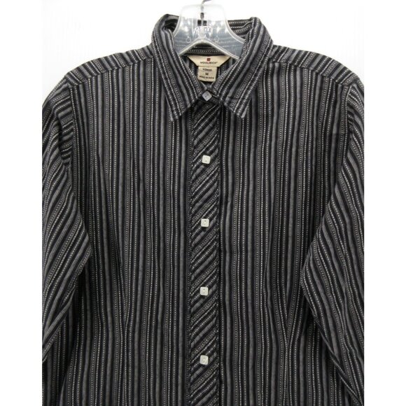 Woolrich Top Medium Shirt Button Up Striped Classic Preppy Cotton - Picture 2 of 11